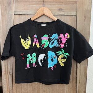 Zara Black Kids Cropped T-Shirt with Colorful Graphic